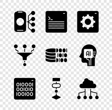 Set Neural network, Web developer programming code, Computer api interface,.. Stock Illustration