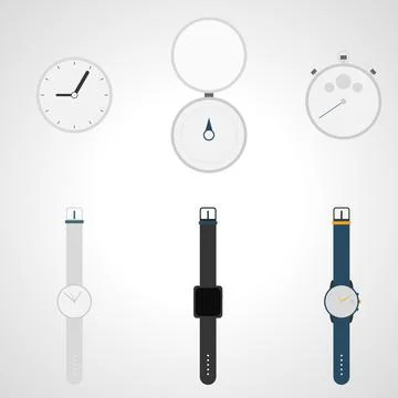 Set of New and Old watches Stock Illustration