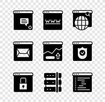 Set New chat messages notification, Browser window, Search engine, Secure your 库存插图