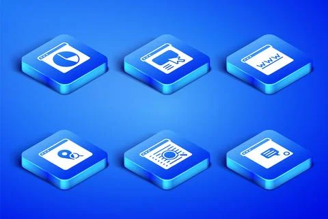 Set New chat messages notification, Graph chart infographic, Search engine Illustrazione stock