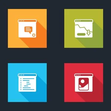 Set New chat messages notification, Financial growth decrease, Browser wind.. 库存插图