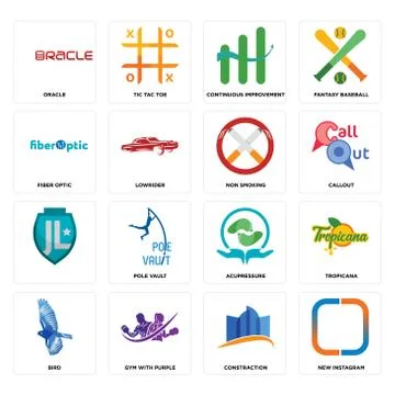 Set of new instagram, constraction, bird, acupressure, , non smoking, fiber o Free Stock Illustration