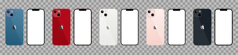Set of New iPhone 13 Mini Stock Illustration