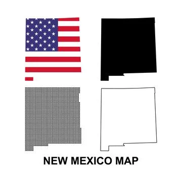 Set of New Mexico map, united states of america. Flat concept vector illustra Stock Illustration