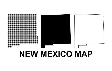 Set of New Mexico map, united states of america. Flat concept vector illustra Stock Illustration