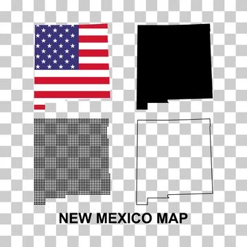 Set of New Mexico map, united states of america. Flat concept vector illustra Stock Illustration