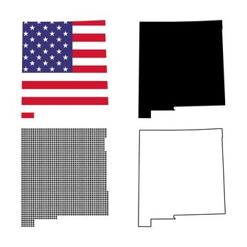 Set of New Mexico map, united states of america. Flat concept vector illustra Stock Illustration