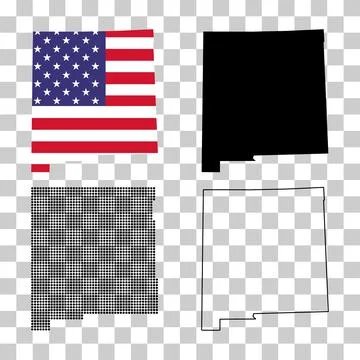 Set of New Mexico map, united states of america. Flat concept vector illustra Stock Illustration