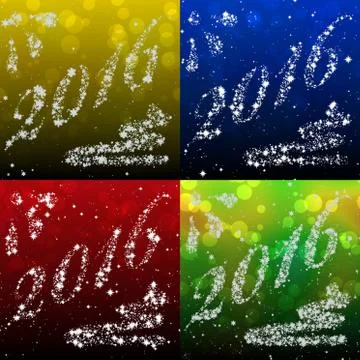 Set of new year 2016 star generated textures Stock Illustration