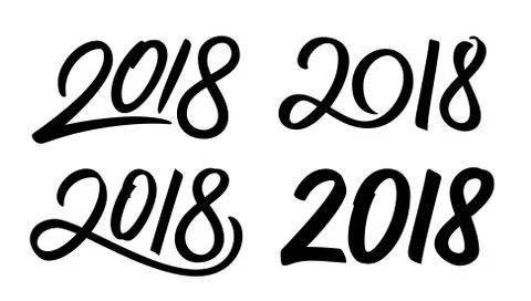 Set of New Year 2018 calligraphy numbers Stock Illustration