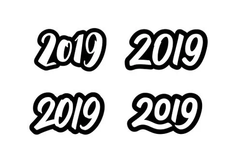Set of New Year 2019 calligraphy numbers Stock Illustration