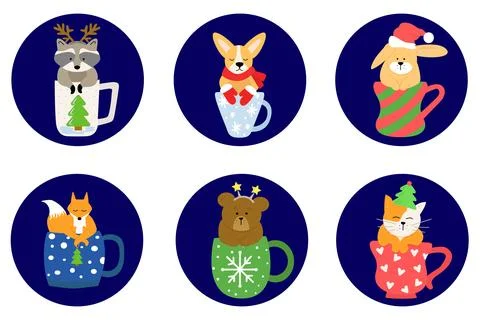 Set of new year animals Stock Illustration