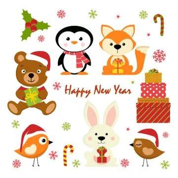 Set of new year characters Illustrazione stock