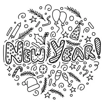 Set of new year doodles Ilustración de archivo