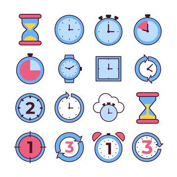 Set of New Year Time Countdown Icon Isolated Vector Illustration with hourg.. Stock Illustration