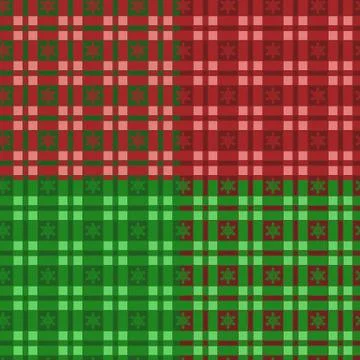 Set of New Year vector seamless patterns with tartan and snowflakes. Stock Illustration