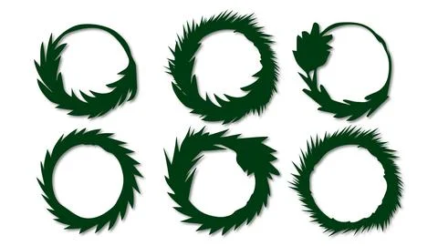 Set of New Year's tree wreaths of forest plants for decoration and design Stock Illustration