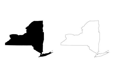 Set of New york map shape, united states america. Flat concept icon symbol ve Stock Illustration