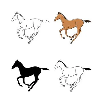 Set with a newborn foal playing Stock Illustration