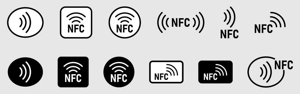 Set NFC wireless payment icon Stock Illustration