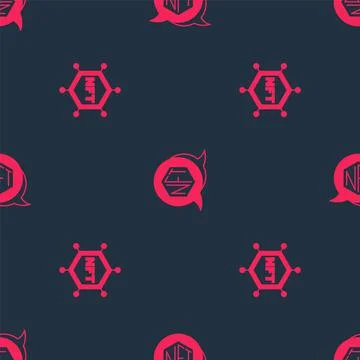 Set NFT blockchain technology and Digital crypto art on seamless pattern. Vector Stock Illustration