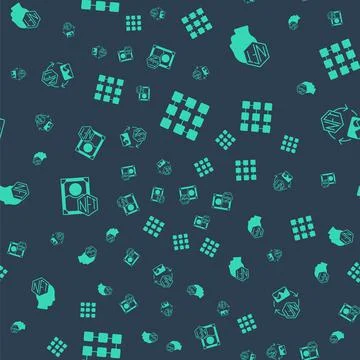 Set NFT blockchain technology, Digital crypto art, and on seamless pattern Stock Illustration