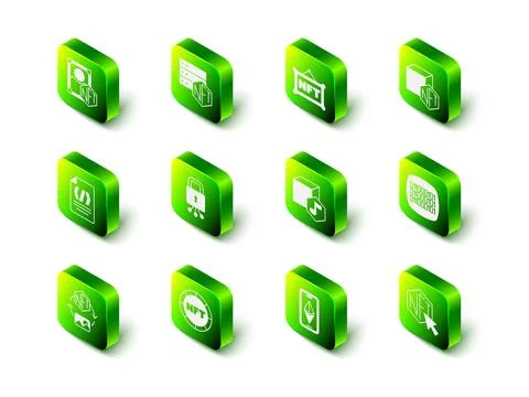 Set NFT blockchain technology, Digital crypto art, Binary code, Ethereum ETH and Stock Illustration