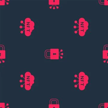 Set NFT cloud and Cyber security on seamless pattern. Vector 스톡 일러스트