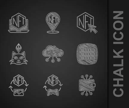 Set NFT cloud, Digital crypto art, Cryptocurrency wallet, Binary code,  and.. Illustrazione stock
