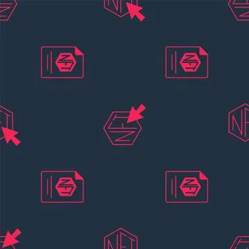 Set NFT contract and Digital crypto art on seamless pattern. Vector Stockillustratie