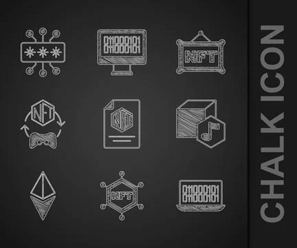 Set NFT contract, blockchain technology, Binary code, Digital crypto art 스톡 일러스트