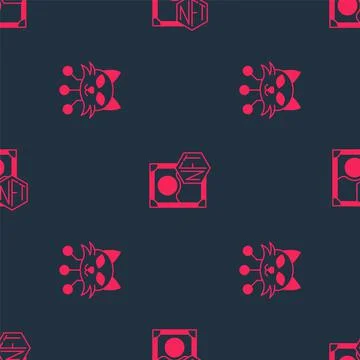 Set NFT Digital crypto art and on seamless pattern. Vector Illustrazione stock