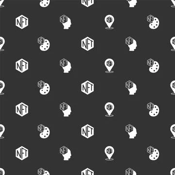 Set NFT Digital crypto art, and on seamless pattern. Vector Stock Illustration