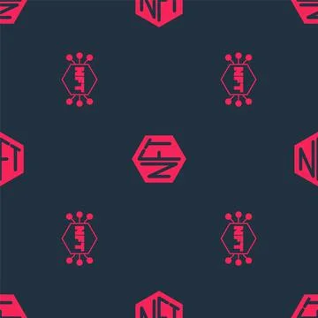 Set NFT Digital crypto art and on seamless pattern. Vector Stock Illustration