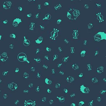 Set NFT Digital crypto art, Ethereum exchange, Search and on seamless pattern Stock Illustration
