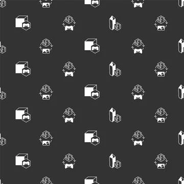 Set NFT Digital crypto art, and on seamless pattern. Vector Stock Illustration