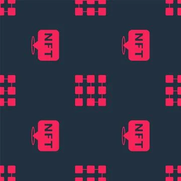 Set NFT Digital crypto art and blockchain technology on seamless pattern. Vector Illustrazione stock