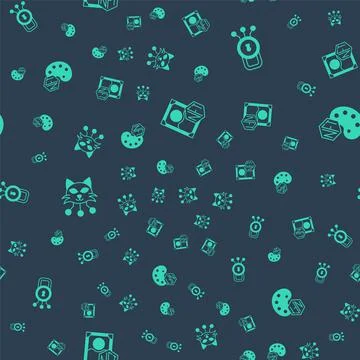 Set NFT Digital crypto art, Cyber security, and on seamless pattern. Vector Stock Illustration