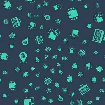 Set NFT Digital crypto art, Cryptocurrency wallet,  and Binary code on seamle Stock Illustration