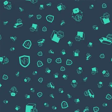 Set NFT Digital crypto art, shield and  on seamless pattern. Vector Stock Illustration