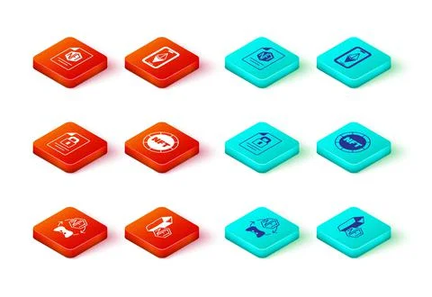 Set NFT Digital crypto art, Document and lock, Ethereum ETH and contract icon Ilustración de archivo