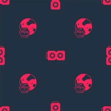 Set NFT Digital crypto art and Video graphic card on seamless pattern. Vector Stock Illustration