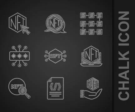 Set NFT Digital crypto art, Binary code, Laptop with store app, Search, Cyber 스톡 일러스트