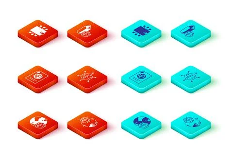 Set NFT Digital crypto art, Ethereum exchange, contract, blockchain technology Stock Illustration