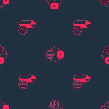 Set NFT Digital crypto art and on seamless pattern. Vector Stock Illustration