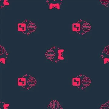 Set NFT Digital crypto art and on seamless pattern. Vector Stock Illustration