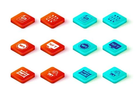 Set NFT Digital crypto art, Cyber security and Binary code icon. Vector Stock Illustration