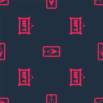 Set NFT Digital crypto art and Ethereum ETH on seamless pattern. Vector Stockillustratie