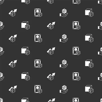 Set NFT Digital crypto art, growth bar chart and on seamless pattern. Vector Stockillustratie