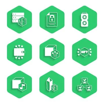 Set NFT Digital crypto art, blockchain technology, Cryptocurrency wallet, V.. イラスト素材